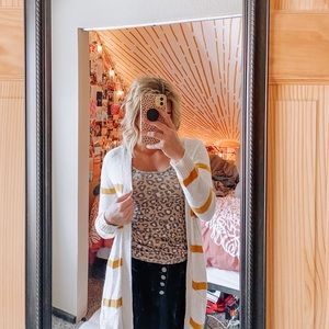 White and Yellow Striped Sweater